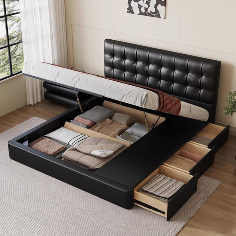 Unite Style & Functionality: The Modern Leather Bed Frame with Storage