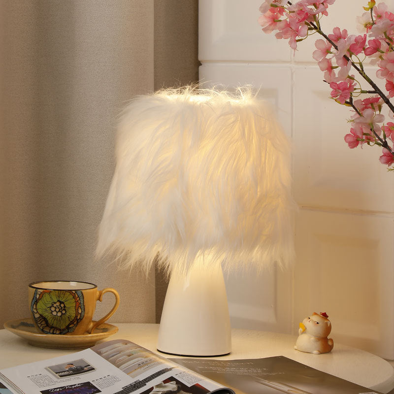 Cozy Furry Table Lamp - A Touch of Winter Warmth