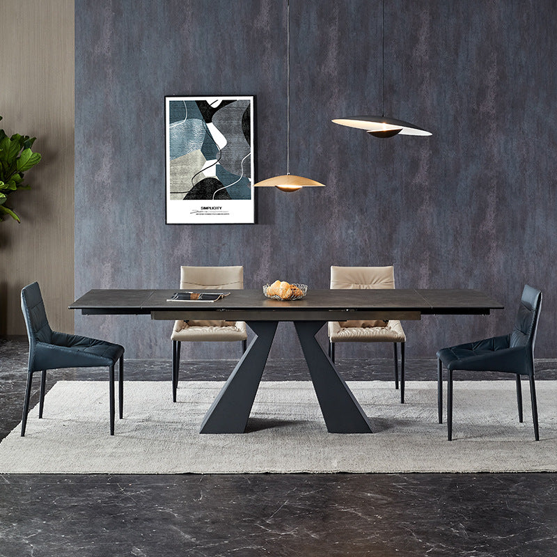 Modern Minimalist Extendable Ceramic Stone Dining Table - Multifunctional Home Use