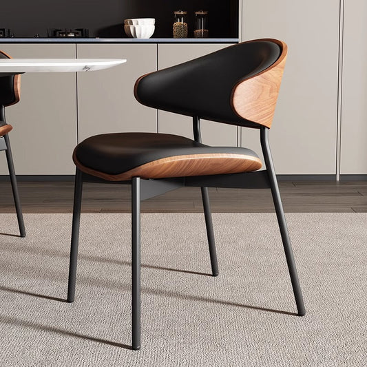 Modern Dining Chair with Walnut Wood Backrest - Sleek and Stylish for Contemporary Dining