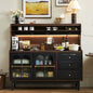 Vintage-Inspired Buffet Cabinet with Glass Doors and Built-in Lighting