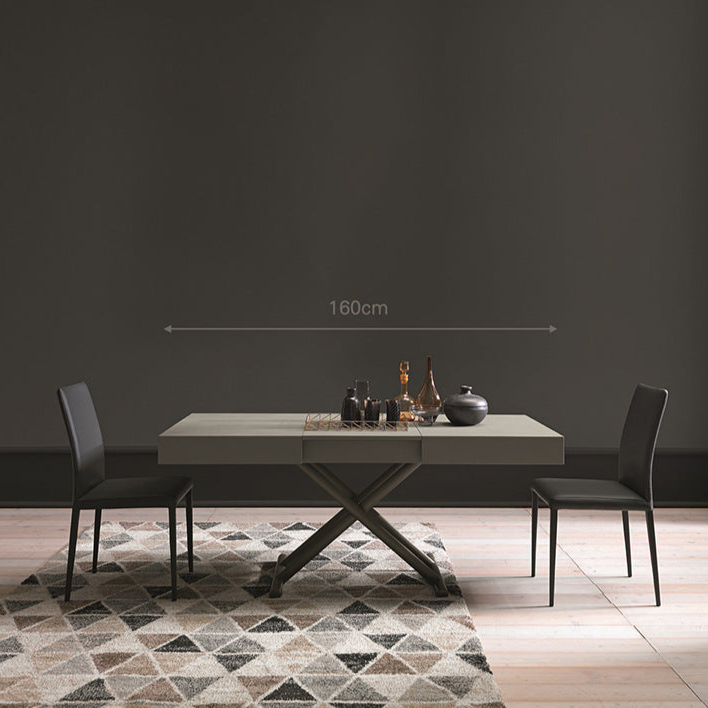 Futuristic Extendable Dining Table - Sleek Stainless Steel and Wood Design