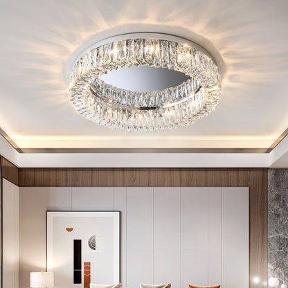 Modern Crystal Halo Flush Mount Ceiling Light - Sleek and Stylish Design