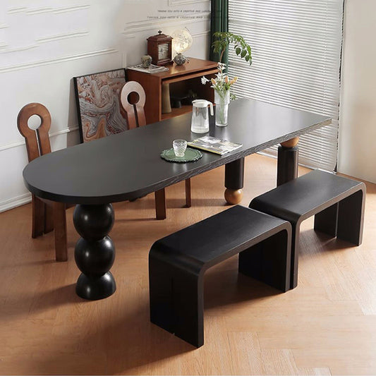 Modern Minimalist Oval Dining Table with Unique Base