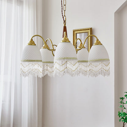 Vintage-Inspired Chandelier with Beaded Shades - Romantic and Elegant