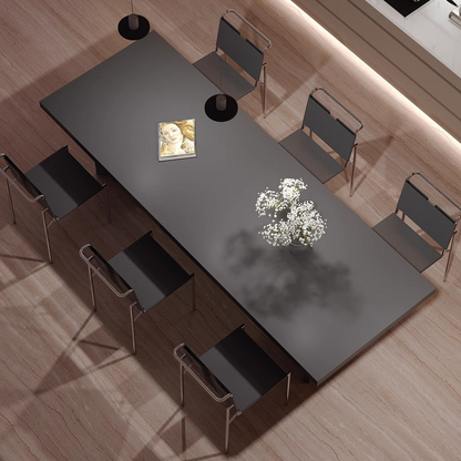 Modern Dining Table Set with Industrial Chic Design - Durable Rock Slab Top