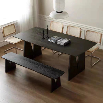 Modern Dining Table with Unique Wooden Base - Solid Pine Wood Top