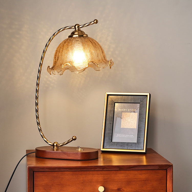 Vintage Swan Neck Table Lamp with Glass Shade - A Touch of Timeless Elegance