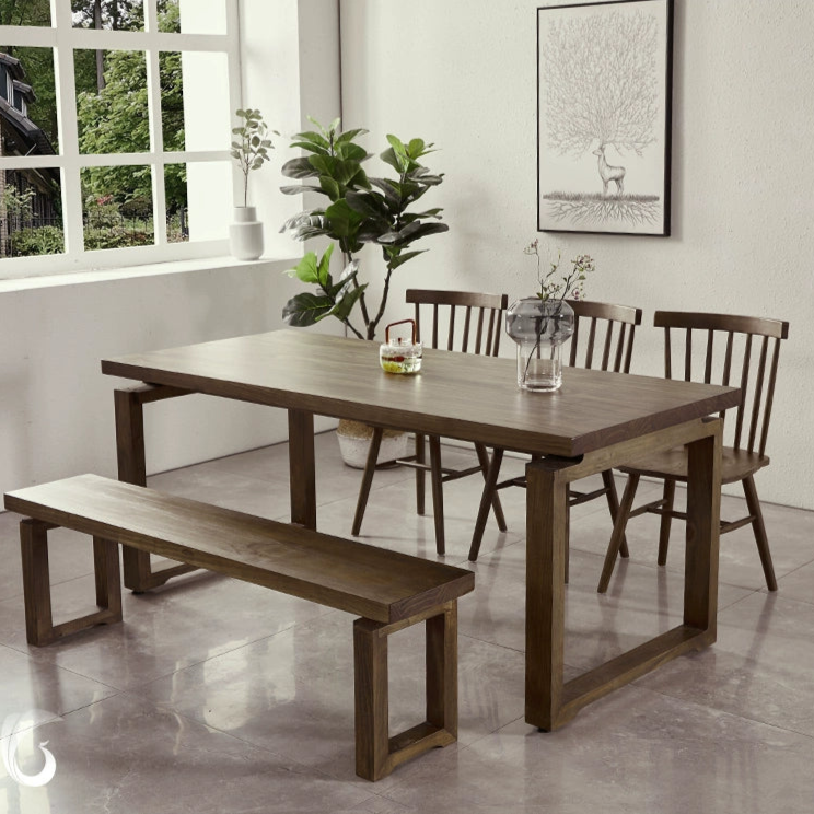 Rustic Wood Dining Table - Minimalist Design