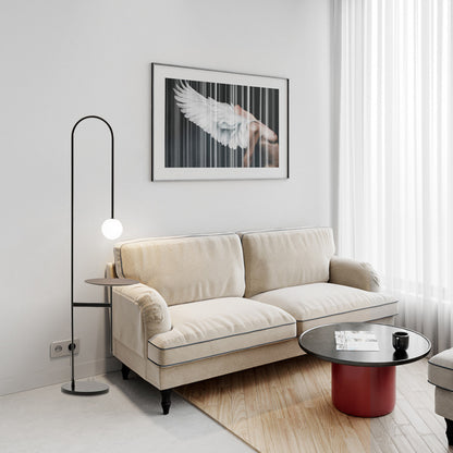 Sleek Arc Floor Lamp with Orb Shade - A Modern Minimalist Statement