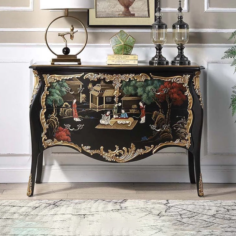 Rococo-Inspired Console Table with Hand-Painted Chinoiserie Scene