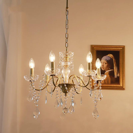 Classic Gold Chandelier with Crystal Accents - Timeless Elegance