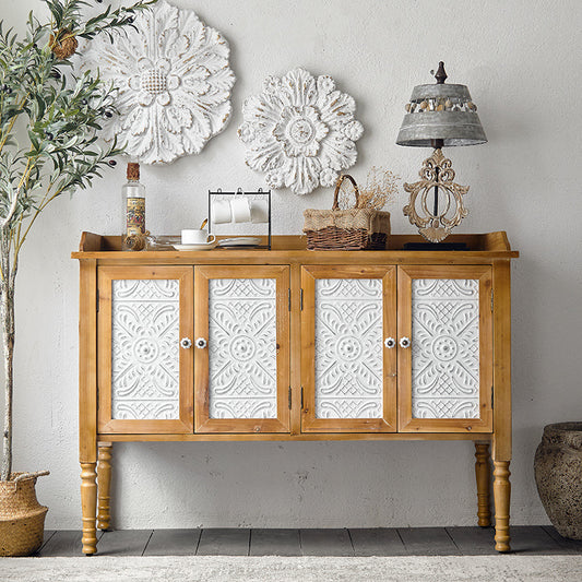 Vintage-Inspired Sideboard Cabinet with Intricate Carvings