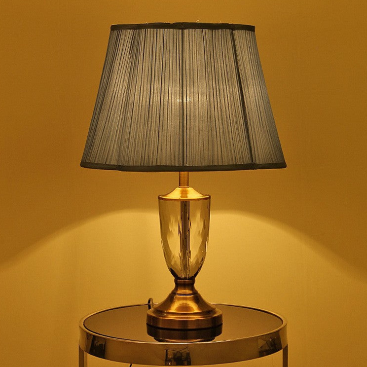 Vintage Blue Shade Table Lamp with Crystal Base - A Touch of Classic Elegance