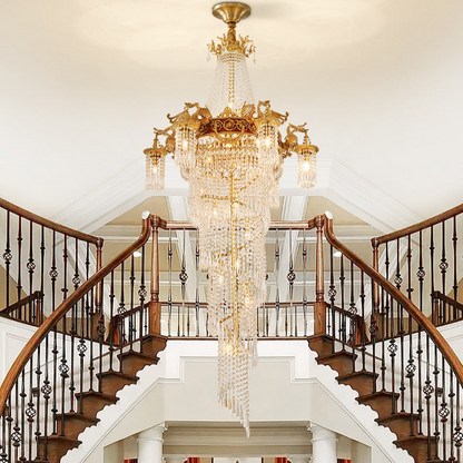 Majestic Crystal Spiral Chandelier - A Regal Masterpiece