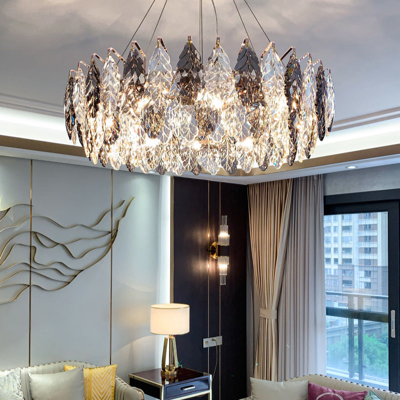 Modern Crystal Leaf Chandelier - Elegant and Minimalist