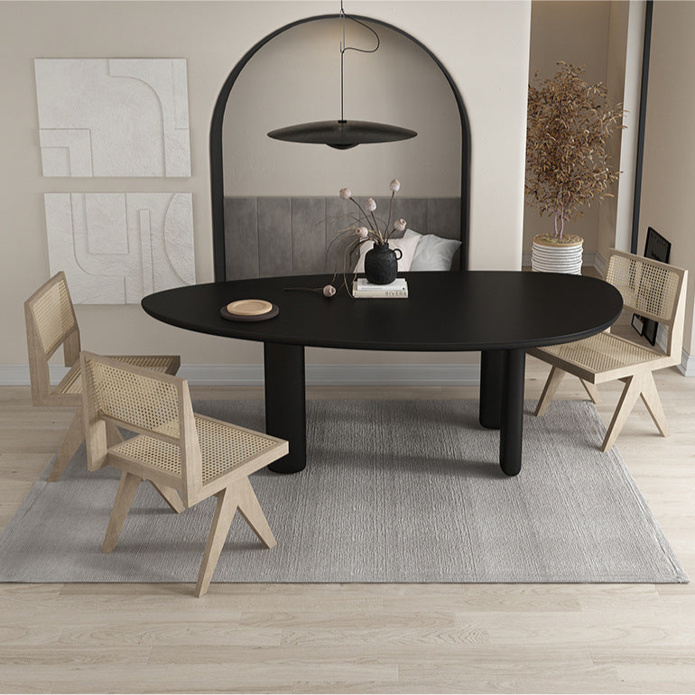 Modern Oval Dining Table with Unique Sculptural Base - Solid Wood Top