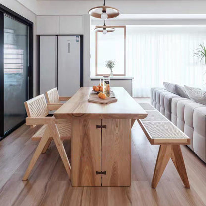 Minimalist Ash Wood Dining Table - Sleek and Modern Design