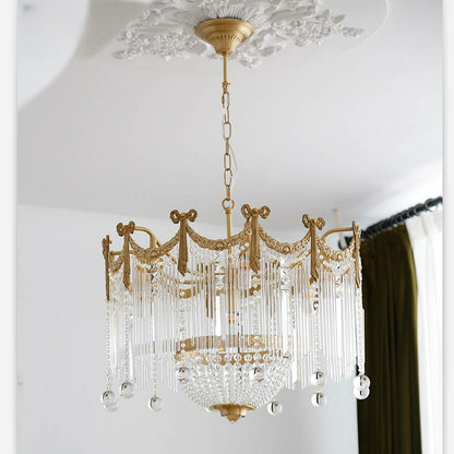 Elegant Baroque Chandelier with Crystal Drapery - Luxurious and Timeless