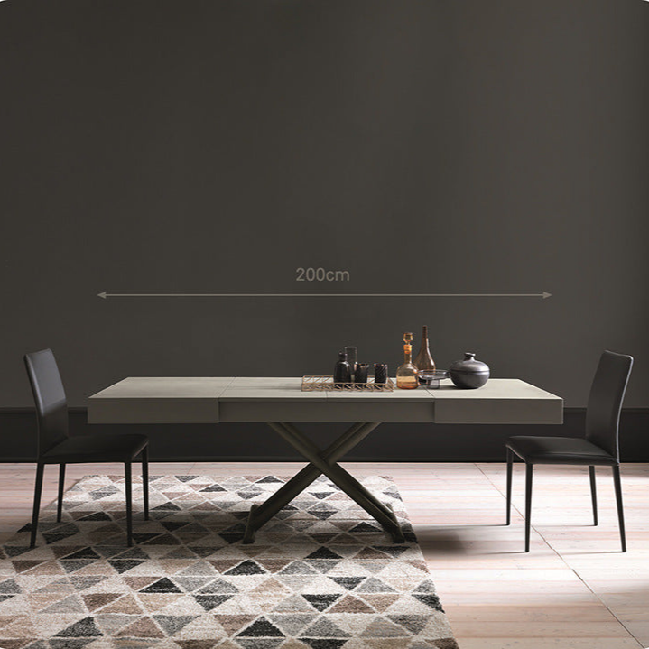 Futuristic Extendable Dining Table - Sleek Stainless Steel and Wood Design