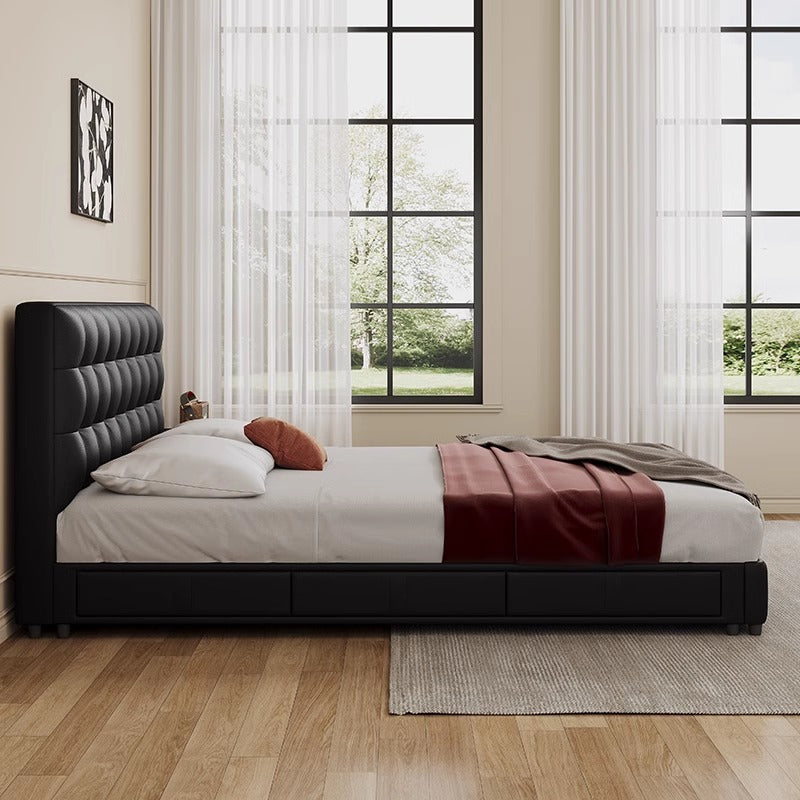 Unite Style & Functionality: The Modern Leather Bed Frame with Storage