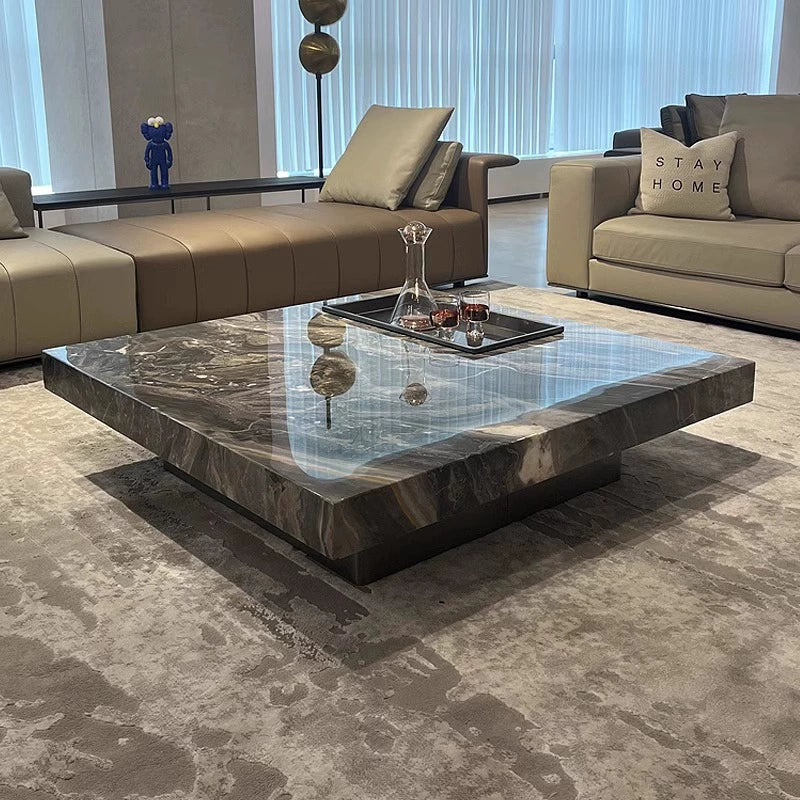 Large Luxury Marble Coffee Table - Modern Square Low Profile Centre Table