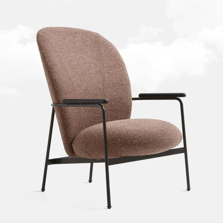 Plush Armchair with Oversized Cushions - Cozy Lambswool Chair with Metal Legs