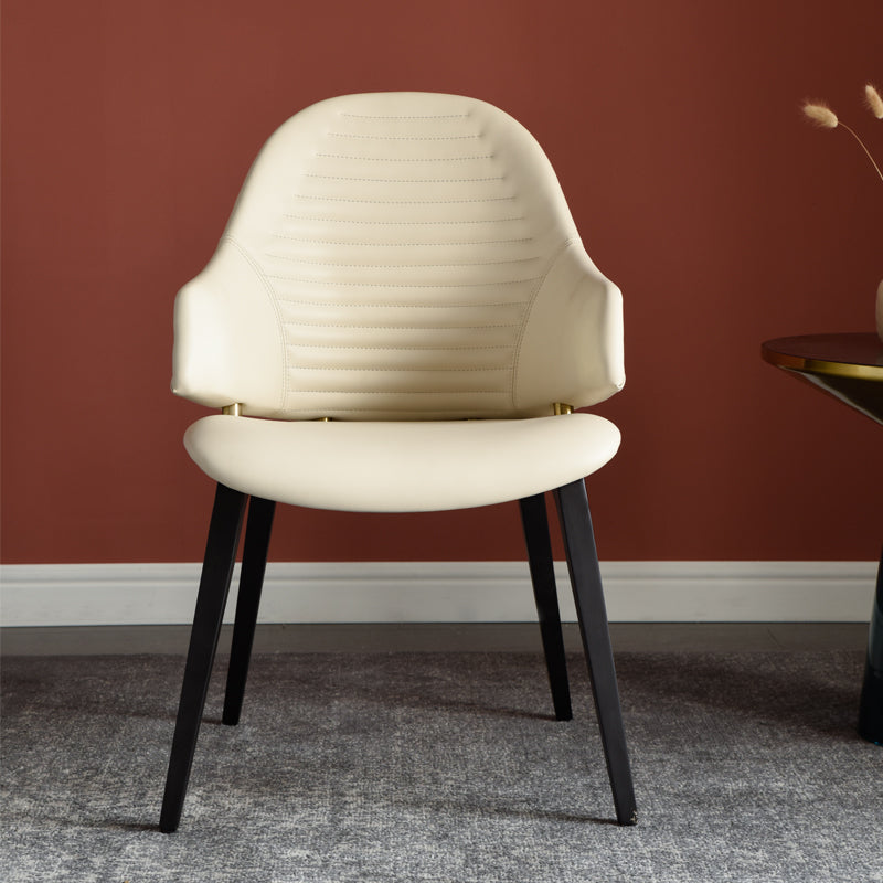 Modern Dining Chair with Unique Leather Design - Upholstered Chair with Wooden Legs