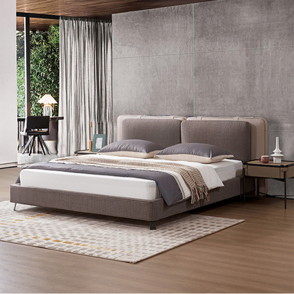 Modern Upholstered Bed with Textured Fabric Headboard