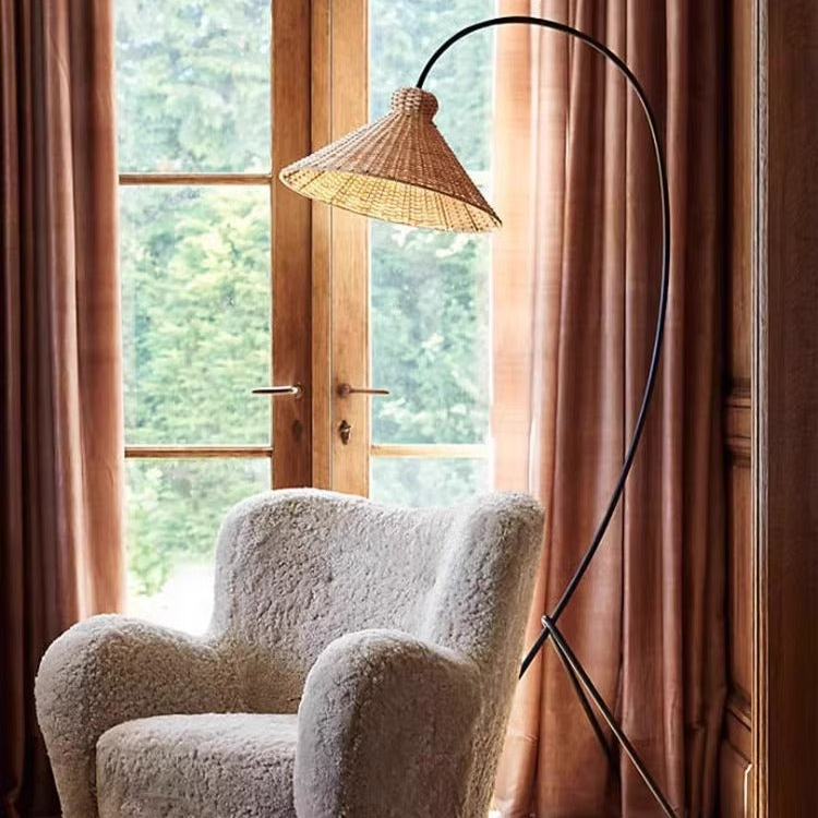 Wicker Arc Floor Lamp - A Touch of Boho Chic