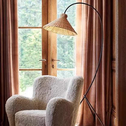 Wicker Arc Floor Lamp - A Touch of Boho Chic