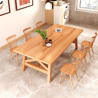 Rustic Wood Dining Table with X-Base Design