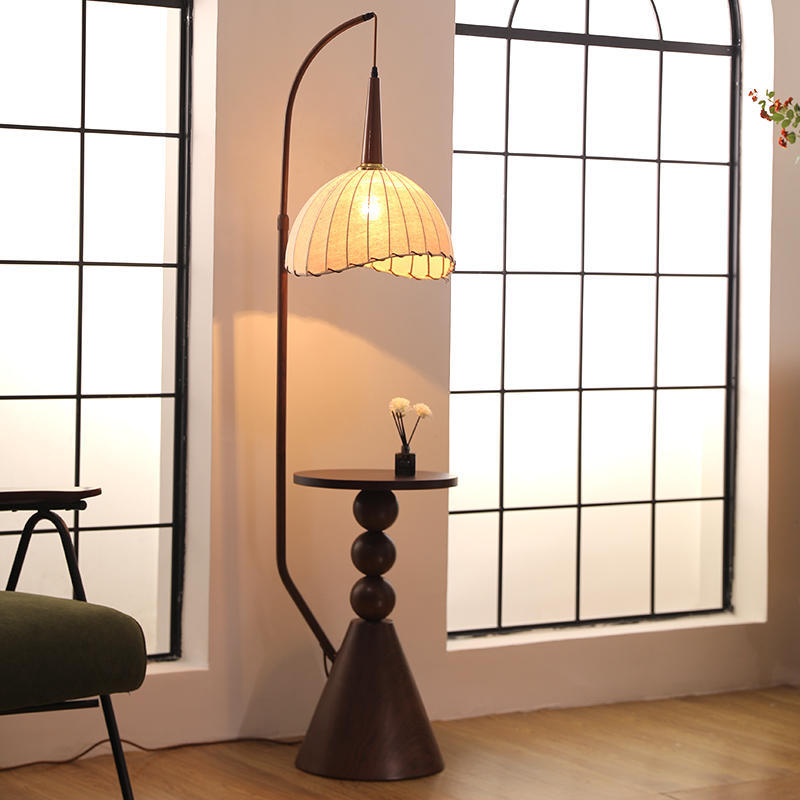 Curved Floor Lamp with Ruffle Shade - A Modern Bohemian Statement