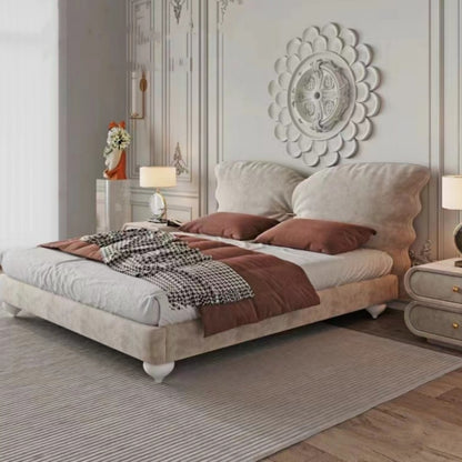 Luxurious Upholstered Bed with Wingback Headboard - Elegant and Comfortable