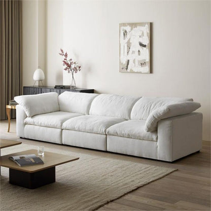 Cotton-Linen Cloud Sofa – Down-Filled Fabric Sofa Set for Modern Living Rooms