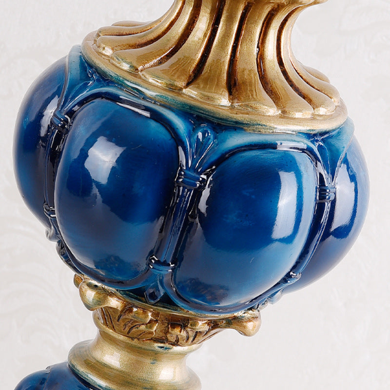 Royal Blue Table Lamp with Crystal Accents - A Touch of Regal Elegance