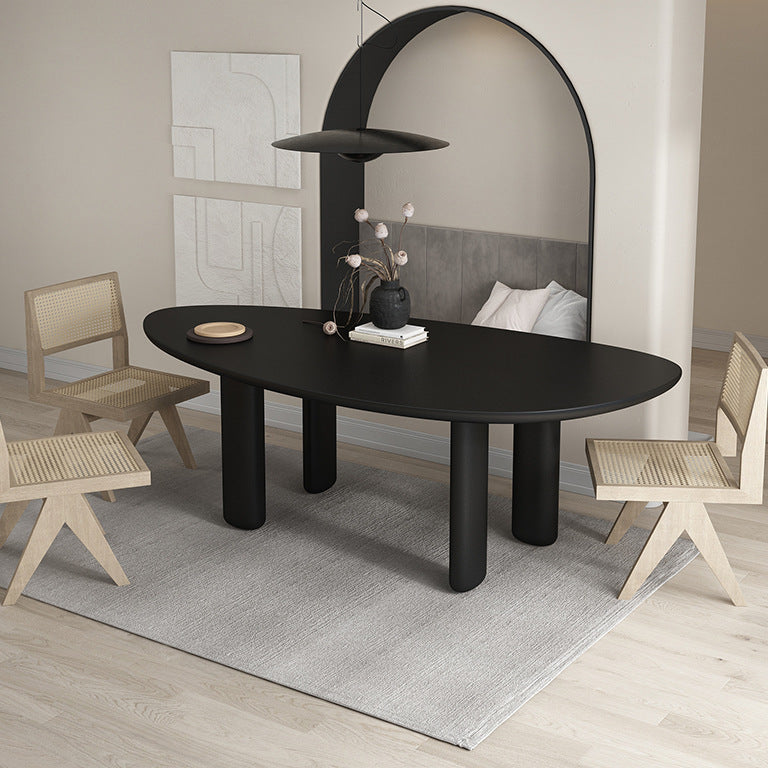 Modern Oval Dining Table with Unique Sculptural Base - Solid Wood Top