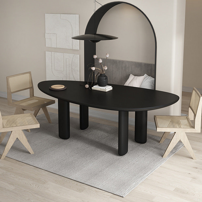 Modern Oval Dining Table with Unique Sculptural Base - Solid Wood Top