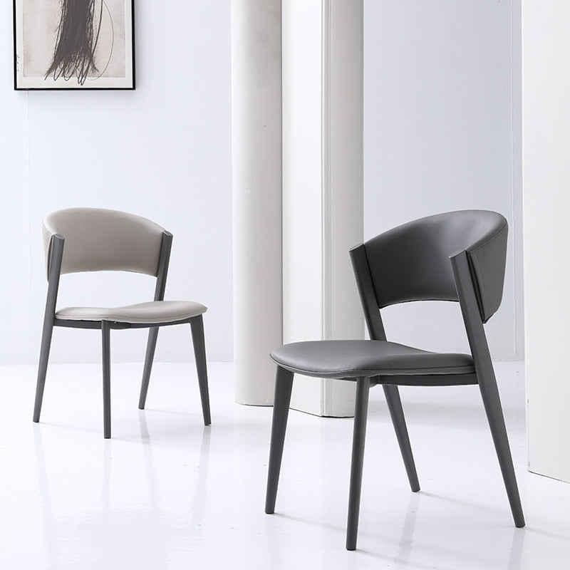 Modern Dining Chair - Leather Upholstered Chair with Sleek Metal Legs