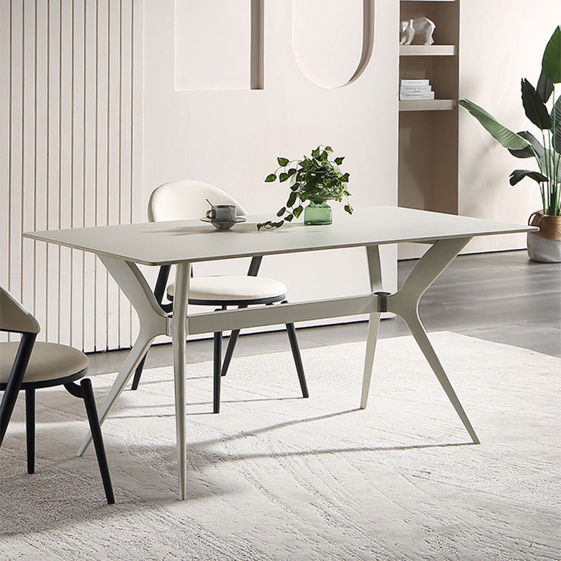 Modern Dining Table Set with Sleek Aluminum Frame - Durable Rock Slab Top