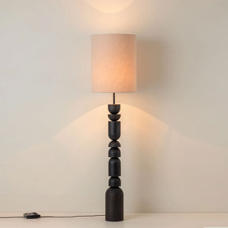 Playful Wooden Bead Floor Lamp - A Modern Minimalist Design