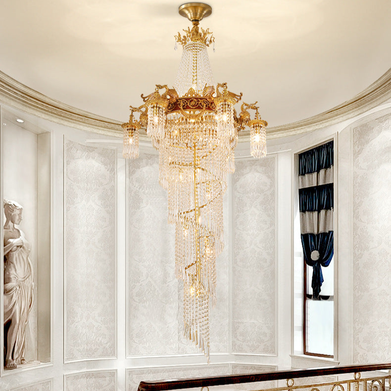 Majestic Crystal Spiral Chandelier - A Regal Masterpiece