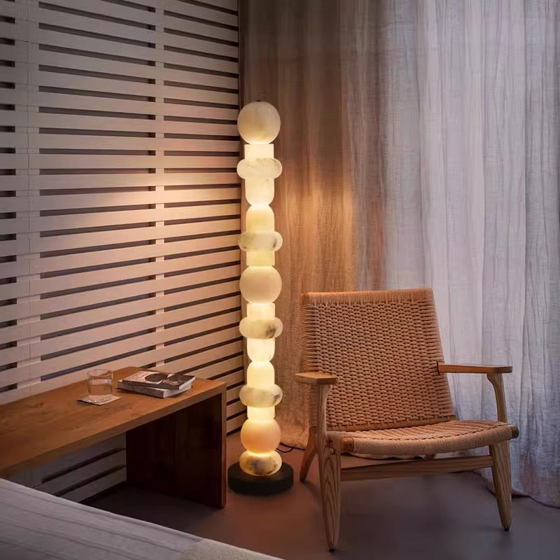 Organic Alabaster Sphere Floor Lamp - A Natural Beauty