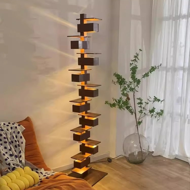 Layered Wooden Floor Lamp - A Mid-Century Modern Masterpiece