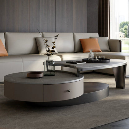 Furnishaus Elevate Black Titanium Modern Round Coffee Table