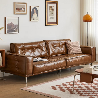 Modern Leather Sofa with Sleek Design and Comfortable Cushions