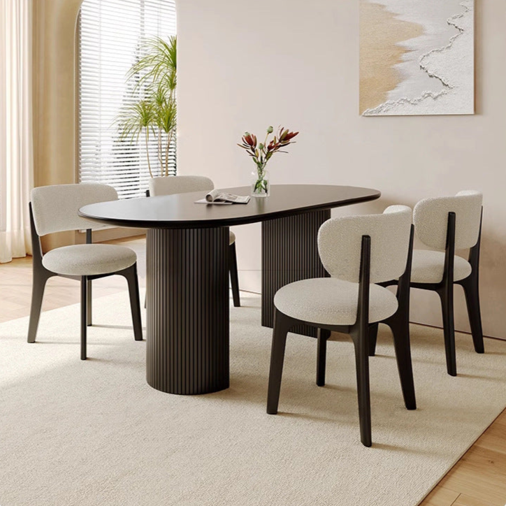 Modern Dining Chair with Plush Fabric Seat and Wooden Legs - Stylish and Comfortable