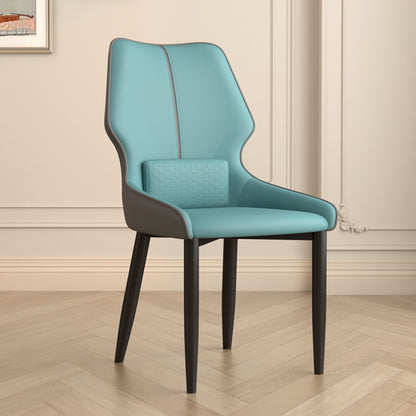 Modern Dining Chair with Contrast Leather Upholstery - Sleek Design with Wooden Legs