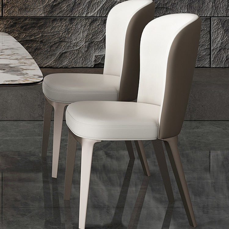 Modern Dining Chair with Sleek Metal Legs - Leather Upholstered Chair for Contemporary Interiors