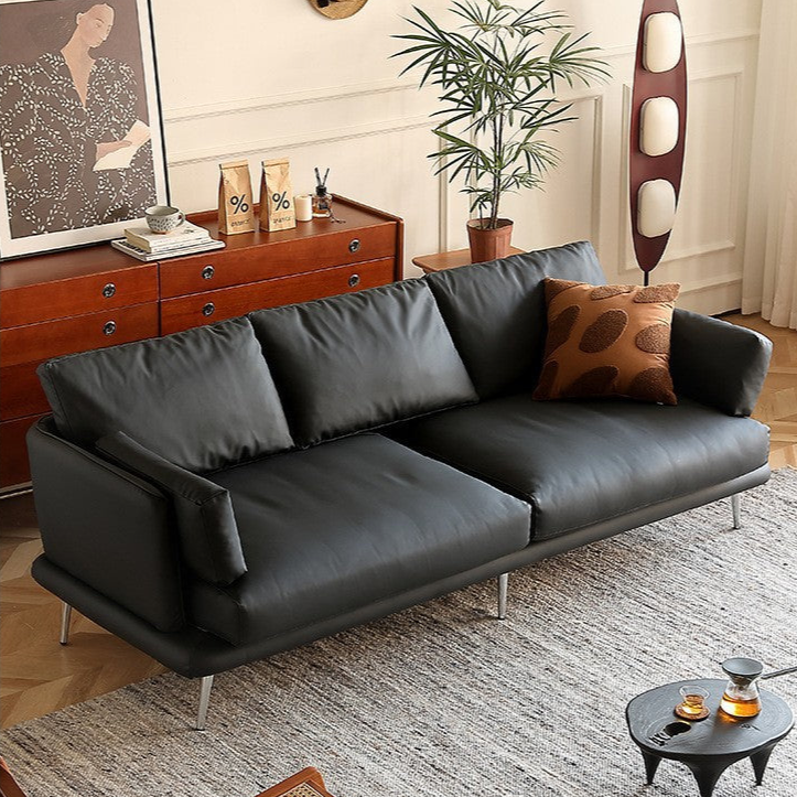 Modern Leather Sofa with Sleek Design and Comfortable Cushions